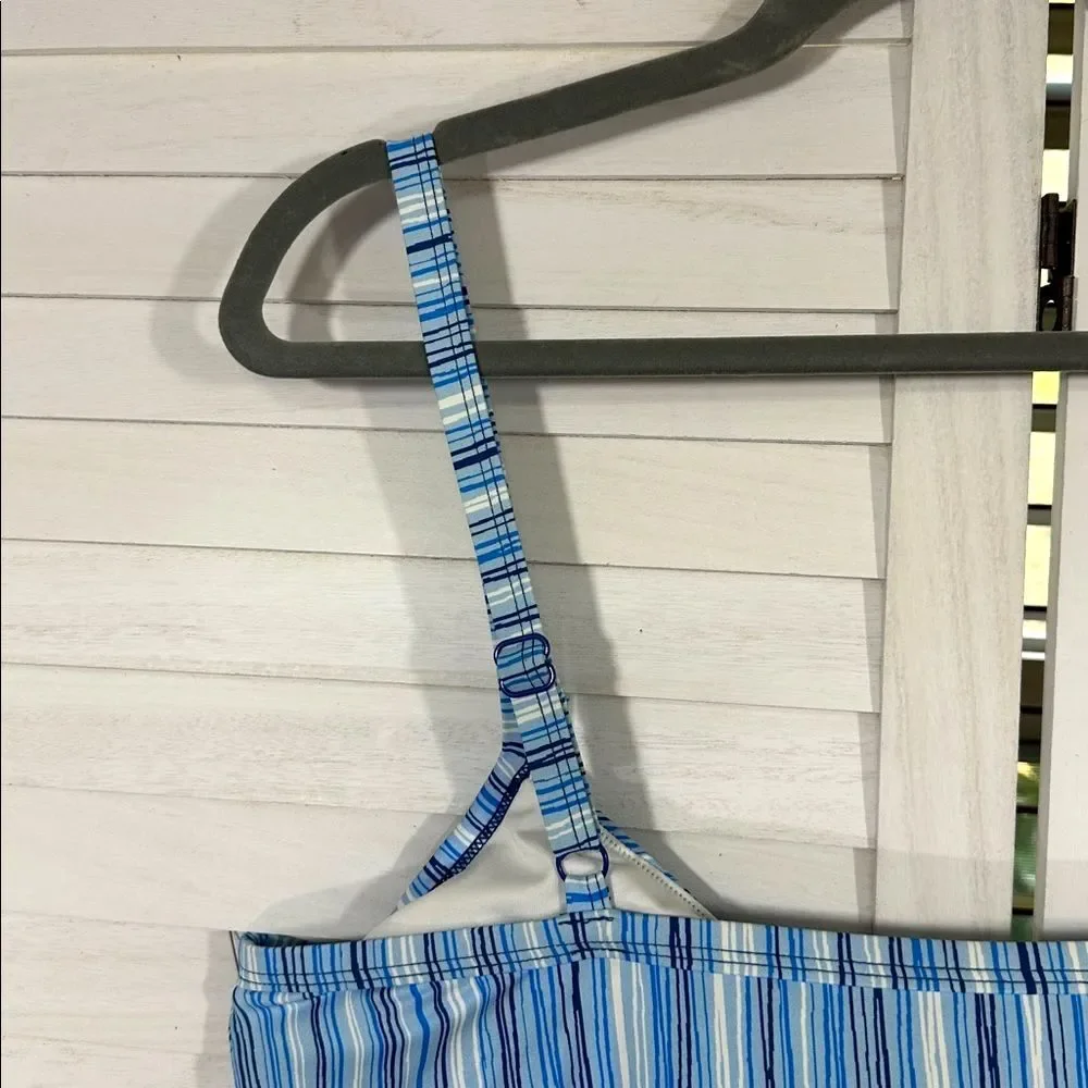 Beach House Blue Striped Tankini Size 16 NWT